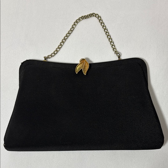 Handbags - Elegant Clutch Gold Ribbon Accent **